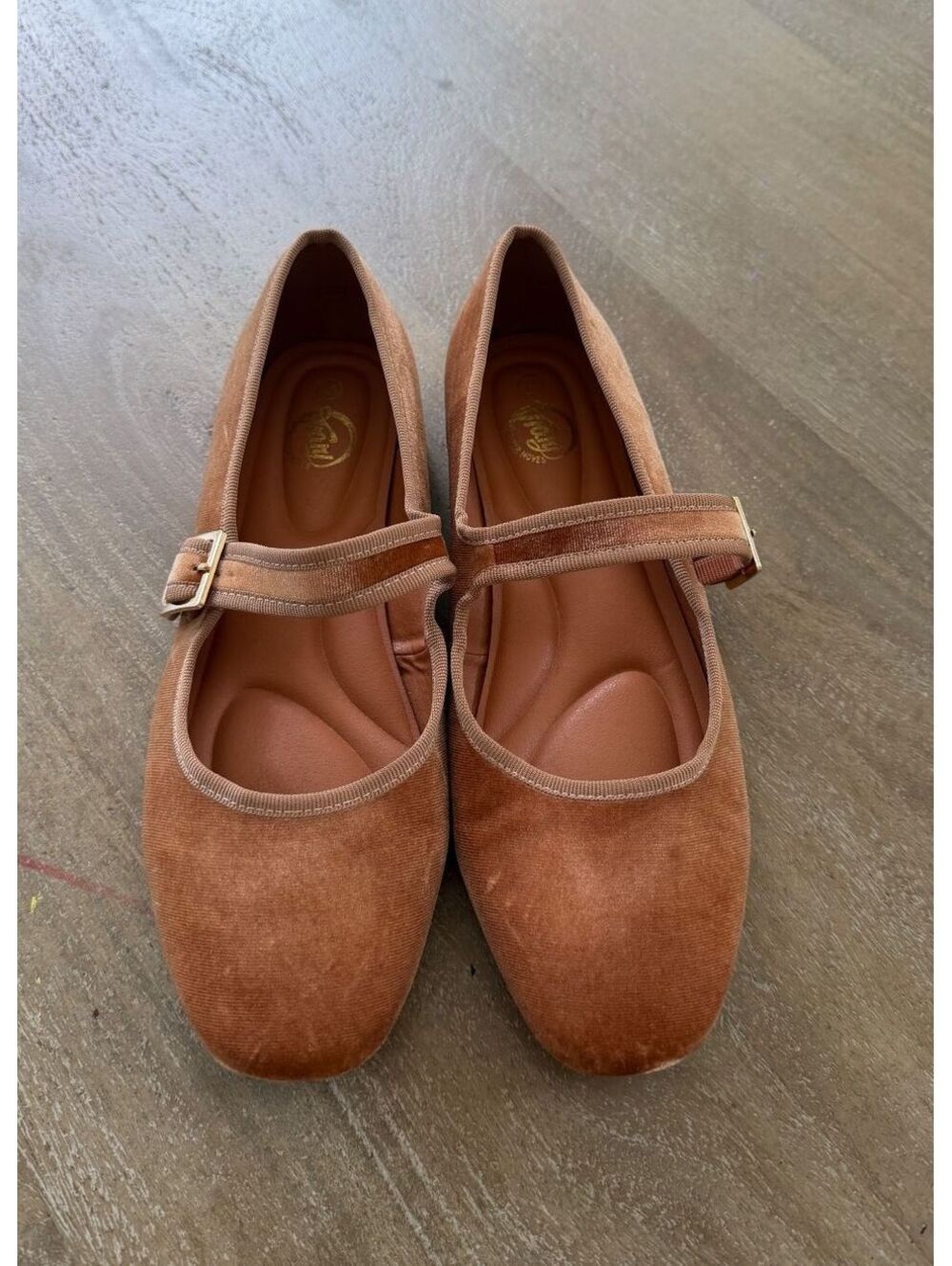 Trary Mary Jane Flats Women Brown Velvet Round Toe Ballet Shoes Comfort 8.5